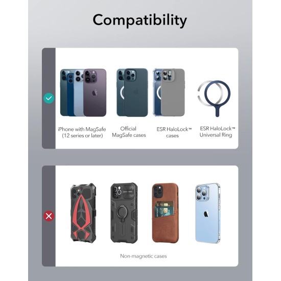 ESR Magnetic Wireless Charger, Compatible with Magsafe Charger, Compatible with iPhone 16/15/14/13/12 Series, AirPods 4/3/AirPods Pro, Strong Magnetic Lock, Reinforced Braided Nylon Cable, Silver ESR Magnetic Wireless Charger, Compatible with Magsafe Charger, Compatible with iPhone 16/15/14/13/12 Series, AirPods 4/3/AirPods Pro, Strong Magnetic Lock, Reinforced Braided Nylon Cable, Silver