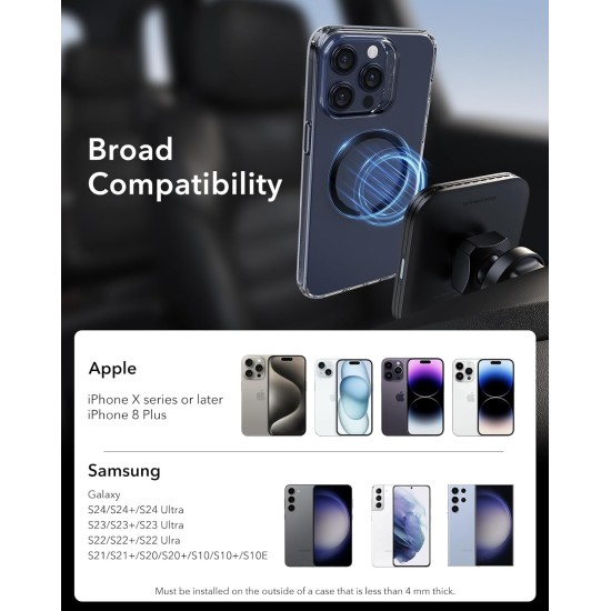 ESR Magnetic Ring 360, Compatible with MagSafe Sticker, Universal Magnetic Kit for iPhone 16/15/14/13/12/11/X Series, Galaxy Samsung ESR Magnetic Ring 360, Compatible with MagSafe Sticker, Universal Magnetic Kit for iPhone 16/15/14/13/12/11/X Series, Galaxy Samsung
