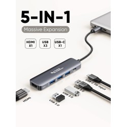 CableCreation Type C USB Hub for Laptop, 5-in-1 USB C Multiport Adapter with 4K@30HZ HDMI, 100W PD, 3 USB 3.0 Ports Type C Hub for MacBook Pro, MacBook Air M1/M2, iPad Pro, Surface Pro, XPS CableCreation Type C USB Hub for Laptop, 5-in-1 USB C Multiport Adapter with 4K@30HZ HDMI, 100W PD, 3 USB 3.0 Ports Type C Hub for MacBook Pro, MacBook Air M1/M2, iPad Pro, Surface Pro, XPS