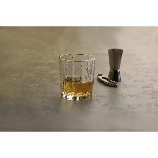 Tokyo Whisky Glass 330 ml - Set of 6 Pcs YG1685 - With Gold Line Tokyo Whisky Glass 330 ml - Set of 6 Pcs YG1685 - With Gold Line