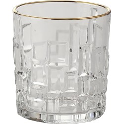 Cairo Whisky Glass 330 ml - Set of 6 Pcs YG1687 - With Gold Line