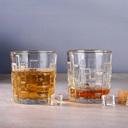 Cairo Whisky Glass 330 ml - Set of 6 Pcs YG1687 - With Gold Line