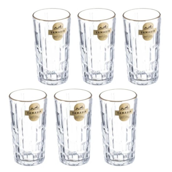 Cairo Water Glass 290 ml - Set of 6 Pcs with Gold Line