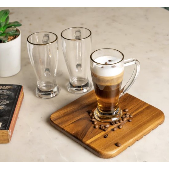 Florida Latte Coffee Mug 285ml Set of 4 Pcs - With Gold Line YG1877