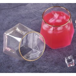 Crystal Juice Glass 280ml - Set of 6 Pcs YG19529 - With Gold Line 