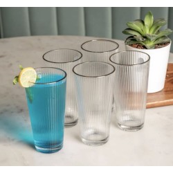 Crystal Water Glass 370 ml - Set of 6 Pcs YG19537 - With Gold Line