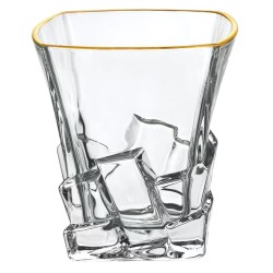 Crystal Whisky Glass - 350ml Set of 6 Pcs YG19543 - With Gold Line