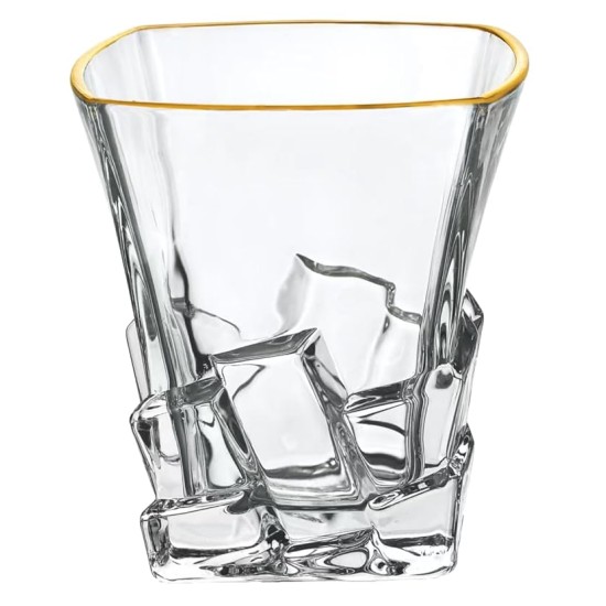 Crystal Whisky Glass - 350ml Set of 6 Pcs YG19543 - With Gold Line Crystal Whisky Glass - 350ml Set of 6 Pcs YG19543 - With Gold Line