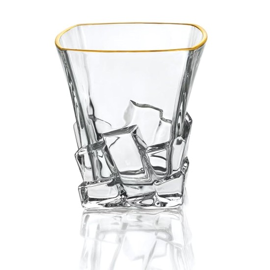 Crystal Whisky Glass - 350ml Set of 6 Pcs YG19543 - With Gold Line Crystal Whisky Glass - 350ml Set of 6 Pcs YG19543 - With Gold Line