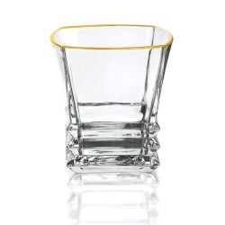 Crystal Whisky Glass 350ml - Set of 6 Pcs YG19545 - With Gold Line 