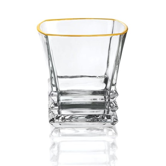 Crystal Whisky Glass 350ml - Set of 6 Pcs YG19545 - With Gold Line 