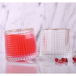 Crystal Rolling Juice Glass - 165 ml Set of 6 Pcs YG19549 -With Gold Line