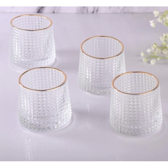 Crystal Rolling Juice Glass - 165 ml Set of 6 Pcs YG19549 -With Gold Line Crystal Rolling Juice Glass - 165 ml Set of 6 Pcs YG19549 -With Gold Line