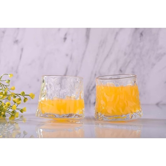 Crystal Rolling Juice Glass 165ml - Set of 6 Pcs  YG19550 - With Gold Line