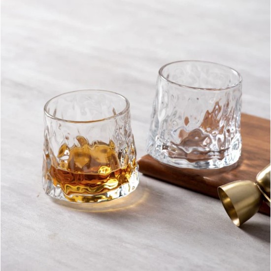 Crystal Rolling Juice Glass 165ml - Set of 6 Pcs  YG19550 - With Gold Line