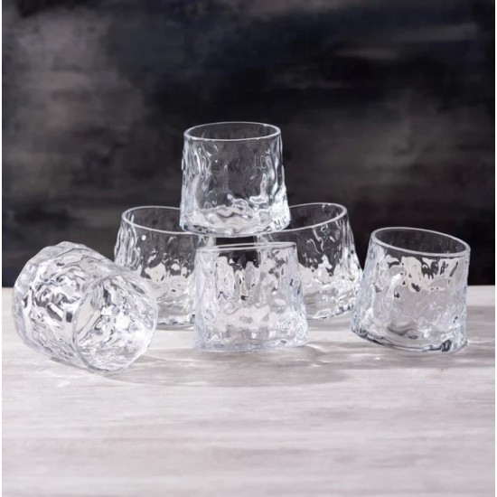 Crystal Rolling Juice Glass 165ml - Set of 6 Pcs  YG19550 - With Gold Line