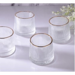 Crystal Rolling Juice Glass 165ml - Set of 6 Pcs with Gold Line YG19551