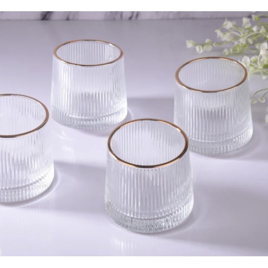Crystal Rolling Juice Glass 165ml - Set of 6 Pcs with Gold Line YG19551