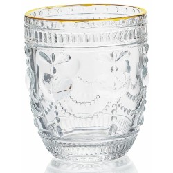 Crystal Whisky Glass 340ml Set of 6 Pc YG19555 - With Gold Line 