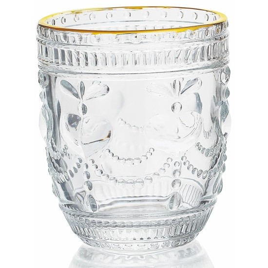 Crystal Whisky Glass 340ml Set of 6 Pc YG19555 - With Gold Line 