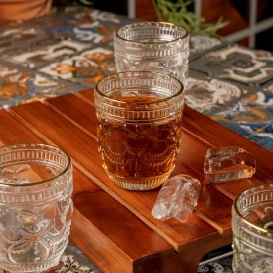 Crystal Whisky Glass 340ml Set of 6 Pc YG19555 - With Gold Line 