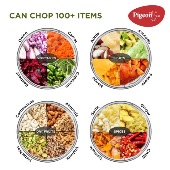 igeon Large Handy and Compact Chopper with 3 Blades for effortlessly Chopping Vegetables and Fruits (Multicolor, 650 ml, 14516)