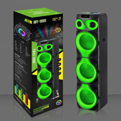 MT-1222 Power Party 3 Horn 12 Inch Speaker Big TWS Bass Speaker With Double Wireless Microphone
