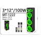 MT-1222 Power Party 3 Horn 12 Inch Speaker Big TWS Bass Speaker With Double Wireless Microphone