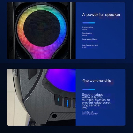 MT-1222 Power Party 3 Horn 12 Inch Speaker Big TWS Bass Speaker With Double Wireless Microphone