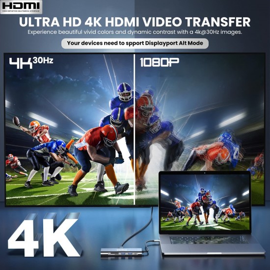 Verilux ® USB C Hub Multiport Adapter 6 in 1 Portable Aluminum USB Extender Verilux ® USB C Hub Multiport Adapter 6 in 1 Portable Aluminum USB Extender