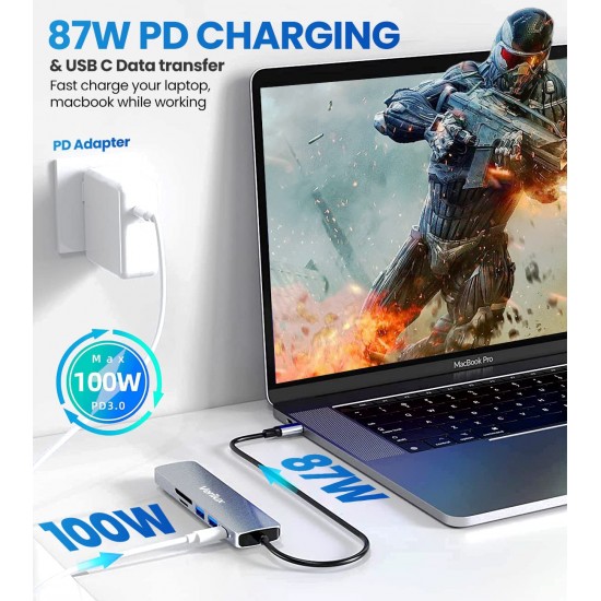 Verilux ® USB C Hub Multiport Adapter 6 in 1 Portable Aluminum USB Extender Verilux ® USB C Hub Multiport Adapter 6 in 1 Portable Aluminum USB Extender