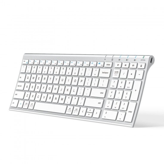 iClever Bluetooth Keyboard BK10, Multi-Device Rechargeable Wireless Keyboard - Sliver iClever Bluetooth Keyboard BK10, Multi-Device Rechargeable Wireless Keyboard - Sliver