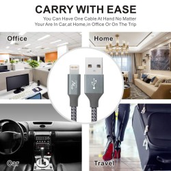 Wayona Nylon Braided 2M / 6FT Fast Charge USB to Lightning Data Sync and Charging Cable for Iphone, Ipad (6 FT Pack of 1, Grey) Wayona Nylon Braided 2M / 6FT Fast Charge USB to Lightning Data Sync and Charging Cable for Iphone, Ipad (6 FT Pack of 1, Grey)