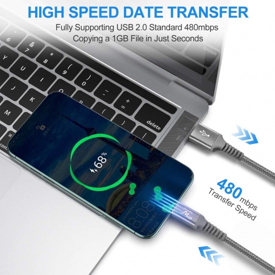 Wayona Type C Cable Nylon Braided Usb C Quick Charger Fast Charging Cord For Tablets Samsung Galaxy - (1M, Grey) Wayona Type C Cable Nylon Braided Usb C Quick Charger Fast Charging Cord For Tablets Samsung Galaxy - (1M, Grey)