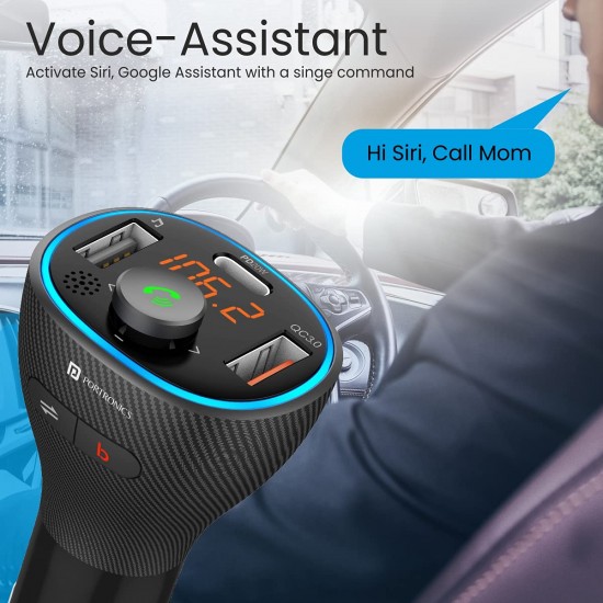 Portronics Auto 15 Bluetooth - FM Transmitter in-Car Radio Adapter for Hands-Free Calling - (Black) Portronics Auto 15 Bluetooth - FM Transmitter in-Car Radio Adapter for Hands-Free Calling - (Black)