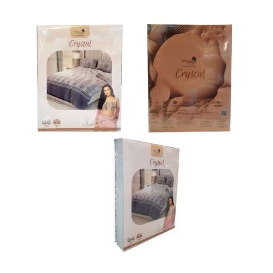 Bella Casa, Double Bedsheet Set with 2 Pillow Covers 100% Cotton -Crystal Bella Casa, Double Bedsheet Set with 2 Pillow Covers 100% Cotton -Crystal