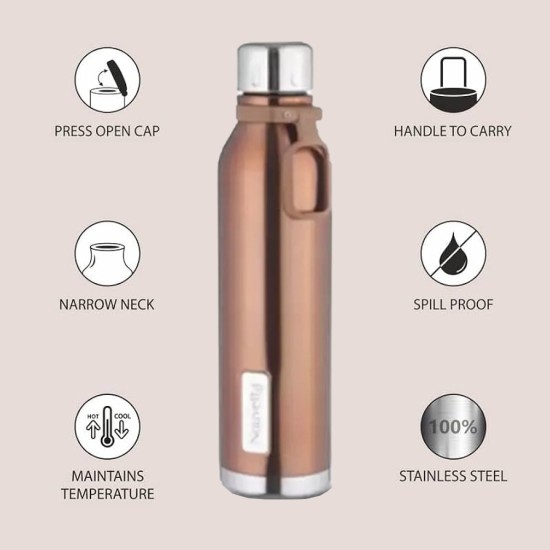 Nouvetta Emirates Double Wall Bottle - Copper 750 ml Bottle (Pack of 2, Copper, Steel) Nouvetta Emirates Double Wall Bottle - Copper 750 ml Bottle (Pack of 2, Copper, Steel)