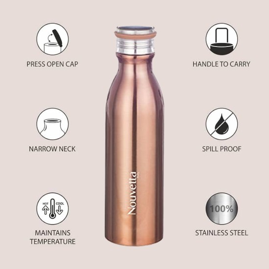 Nouvetta Emirates Double Wall Bottle - Copper 750 ml Bottle (Pack of 2, Copper, Steel) Nouvetta Emirates Double Wall Bottle - Copper 750 ml Bottle (Pack of 2, Copper, Steel)