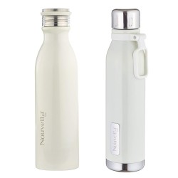 Nouvetta Double Wall Bottle - White 750 ml Bottle (Pack of 2, White, Steel)