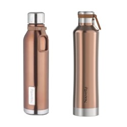 Nouvetta Etihad Double Wall Bottle - Copper 750 ml Bottle (Pack of 2, copper, Steel)