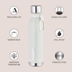 Nouvetta Etihad Double Wall Bottle - White 750 ml Bottle (Pack of 2, White, Steel) Nouvetta Etihad Double Wall Bottle - White 750 ml Bottle (Pack of 2, White, Steel)