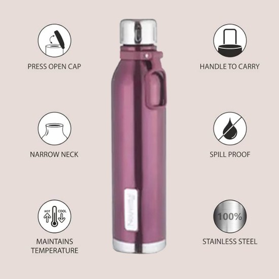 Nouvetta Etihad Double Wall Bottle - Rose Gold 750 ml Bottle (Pack of 2, Rose Gold, Steel)