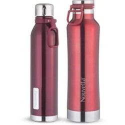 Nouvetta Etihad Double Wall Bottle - Red 750 ml Bottle  (Pack of 2, Red, Steel) 
